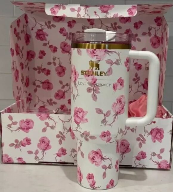 stanley x loveshackfancy quencher 40oz ribbon rosa