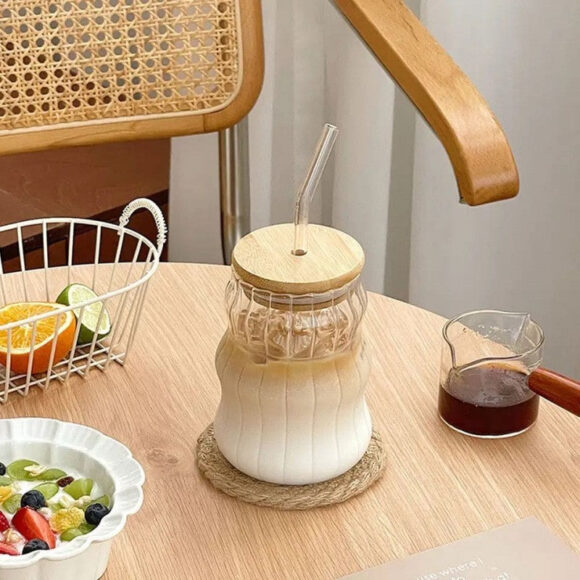 iced glass mug with straw 500ml califora