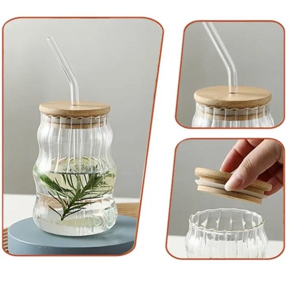 iced glass mug with straw 500ml califora