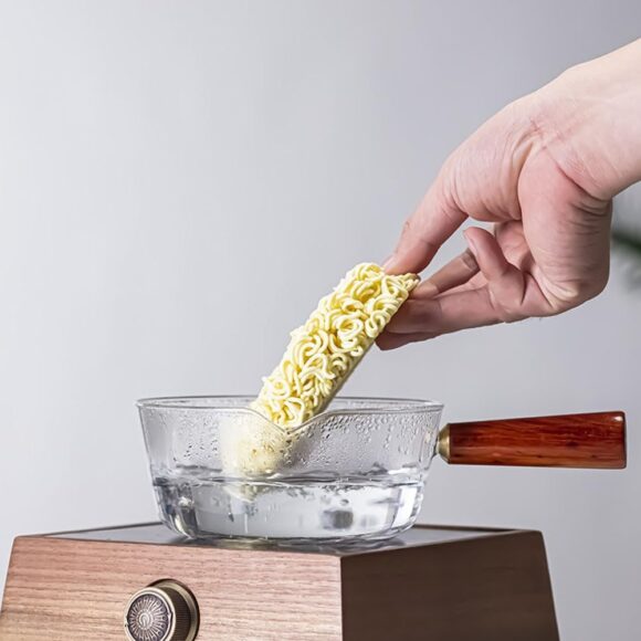 mini glass saucepan with wood handle califora