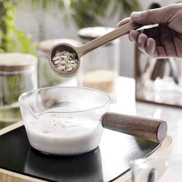 mini glass saucepan with wood handle califora