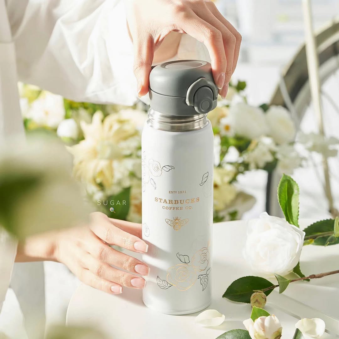 starbucks insulated tumbler white & grey 420ml califora