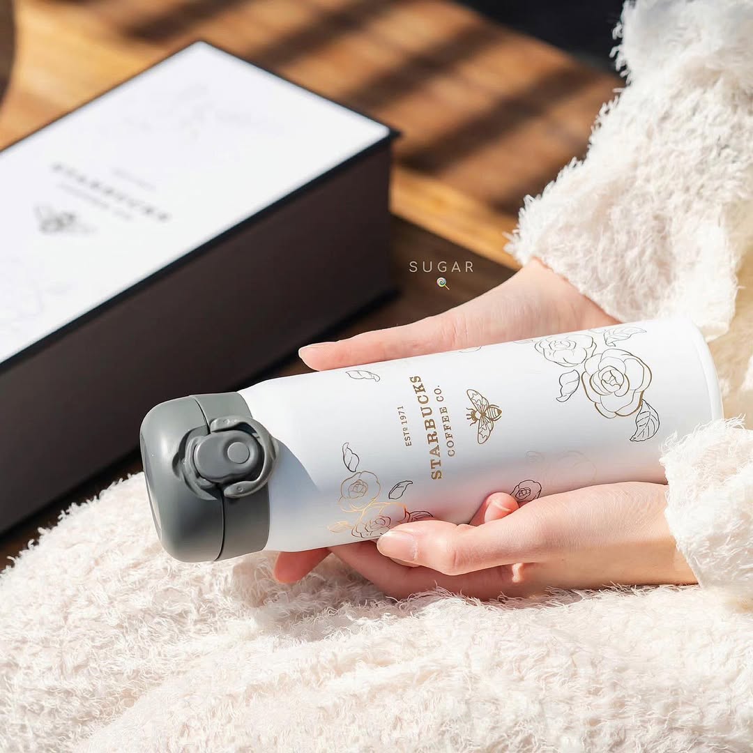 starbucks insulated tumbler white & grey 420ml califora