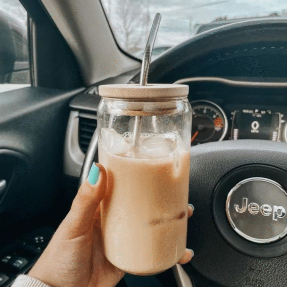 ice tea glass coffee mug wih straw lid califora