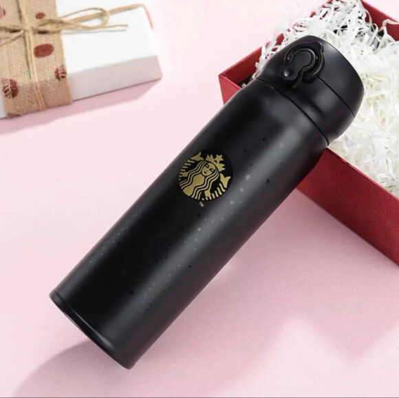 starbucks insulated tumbler black & golden 420ml califora