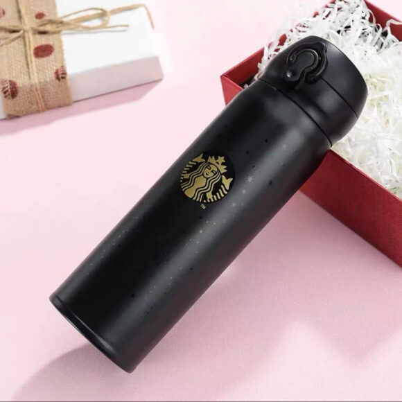 starbucks insulated tumbler black & golden 420ml califora