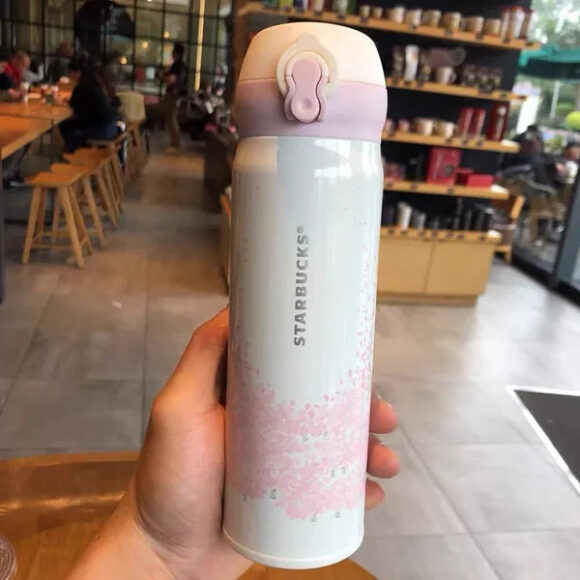 starbucks insulated tumbler white & pink 420ml califora