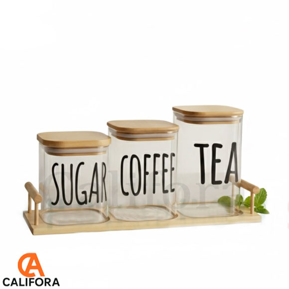 Airtight Glass Jars Set with Tray